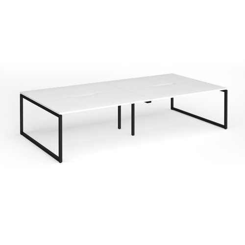 Connex Plus O Frame 3200 x 1600 x 725mm Back to Back Desk (4 x 1600mm) - Black Frame / White Top