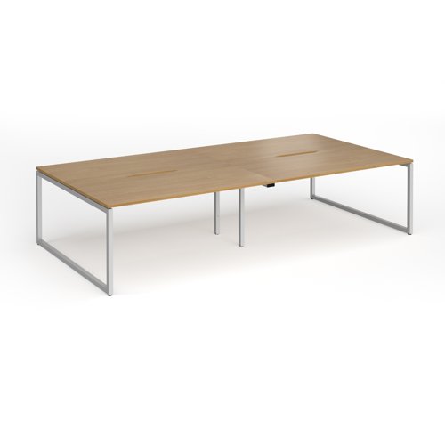 Connex Plus O Frame 3200 x 1600 x 725mm Back to Back Desk (4 x 1600mm) - Silver Frame / Oak Top