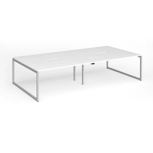 Connex Plus O Frame 3200 x 1600 x 725mm Back to Back Desk (4 x 1600mm) - Silver Frame / White Top