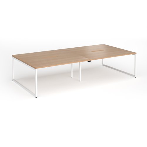 Connex Plus O Frame 3200 x 1600 x 725mm Back to Back Desk (4 x 1600mm) - White Frame / Beech Top