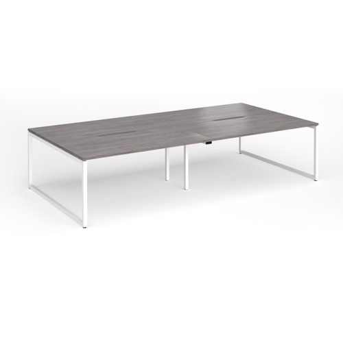 Connex Plus O Frame 3200 x 1600 x 725mm Back to Back Desk (4 x 1600mm) - White Frame / Grey Oak Top