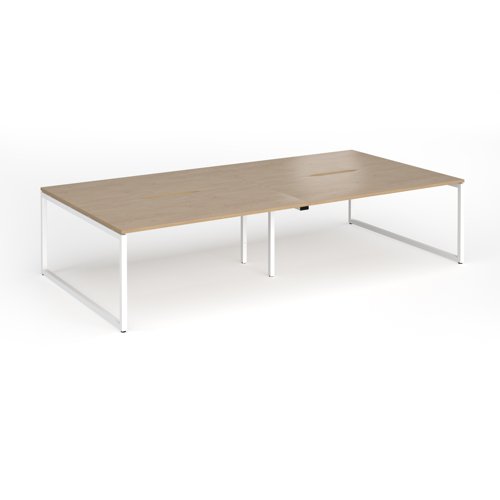 Connex Plus O Frame 3200 x 1600 x 725mm Back to Back Desk (4 x 1600mm) - White Frame / Kendal Oak Top