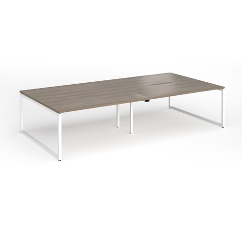 Connex Plus O Frame 3200 x 1600 x 725mm Back to Back Desk (4 x 1600mm) - White Frame / Nebraska Oak Top