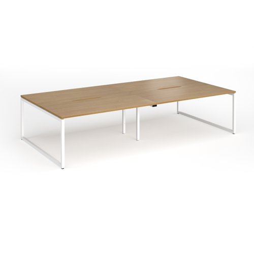 Connex Plus O Frame 3200 x 1600 x 725mm Back to Back Desk (4 x 1600mm) - White Frame / Oak Top
