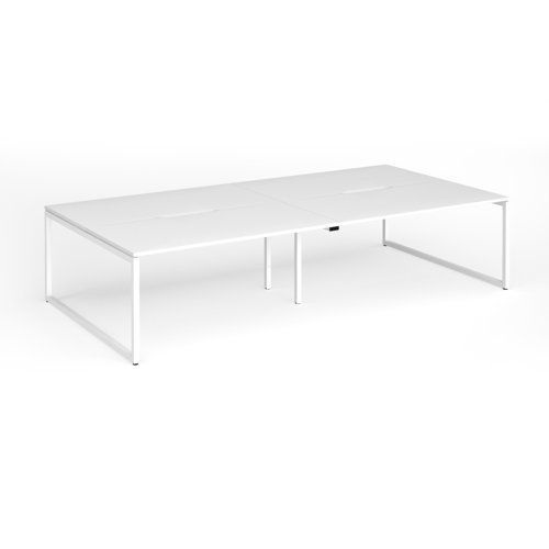 Connex Plus O Frame 3200 x 1600 x 725mm Back to Back Desk (4 x 1600mm) - White Frame / White Top