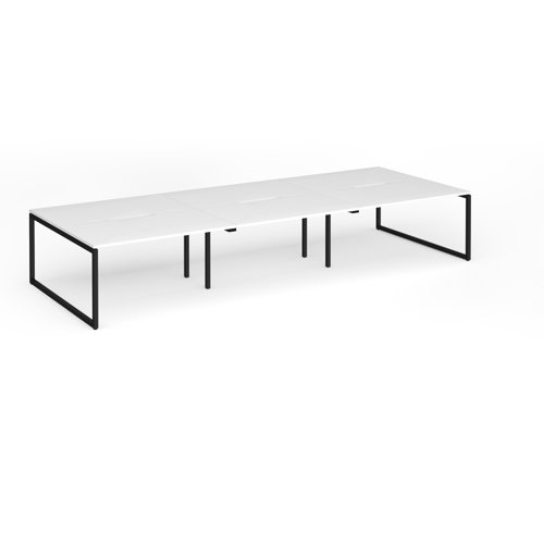 Connex Plus O Frame 4200 x 1600 x 725mm Back to Back Desk (6 x 1400mm) - Black Frame / White Top
