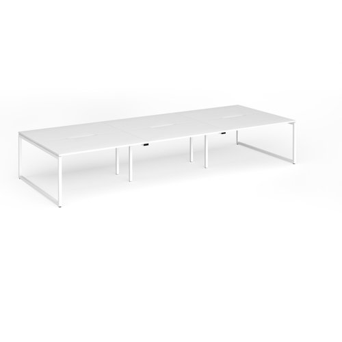 Connex Plus O Frame 4200 x 1600 x 725mm Back to Back Desk (6 x 1400mm) - White Frame / White Top