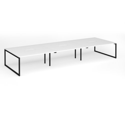 Connex Plus O Frame 4800 x 1600 x 725mm Back to Back Desk (6 x 1600mm) - Black Frame / White Top