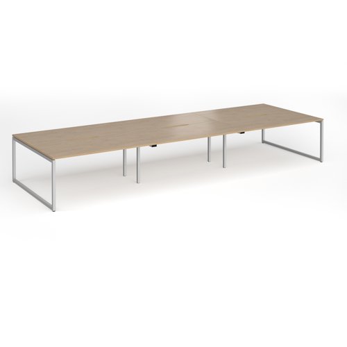 Connex Plus O Frame 4800 x 1600 x 725mm Back to Back Desk (6 x 1600mm) - Silver Frame / Kendal Oak Top