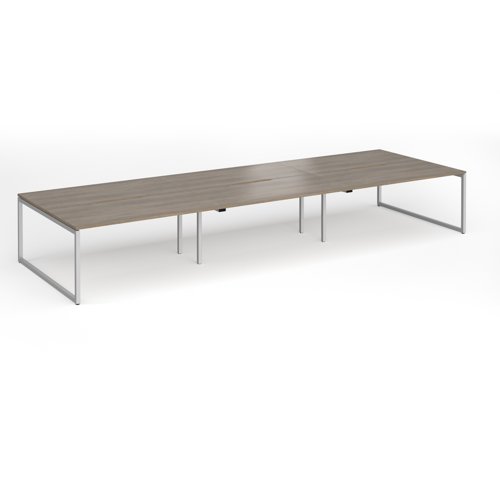 Connex Plus O Frame 4800 x 1600 x 725mm Back to Back Desk (6 x 1600mm) - Silver Frame / Nebraska Oak Top