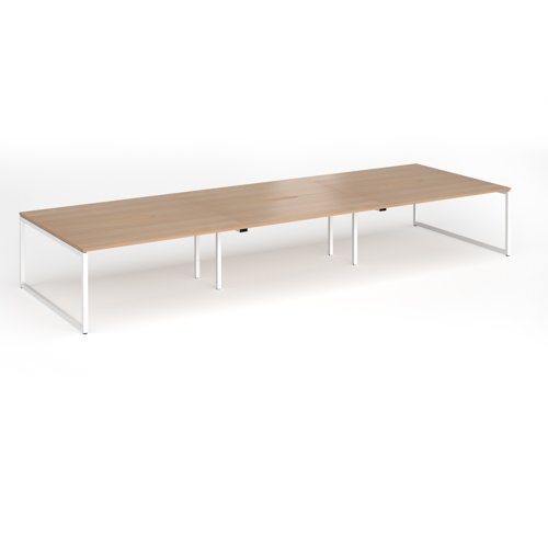 Connex Plus O Frame 4800 x 1600 x 725mm Back to Back Desk (6 x 1600mm) - White Frame / Beech Top