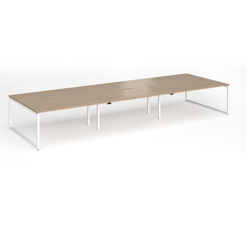 Connex Plus O Frame 4800 x 1600 x 725mm Back to Back Desk (6 x 1600mm) - White Frame / Kendal Oak Top