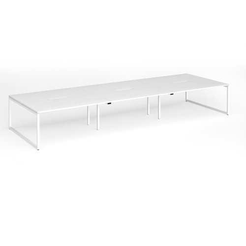 Connex Plus O Frame 4800 x 1600 x 725mm Back to Back Desk (6 x 1600mm) - White Frame / White Top