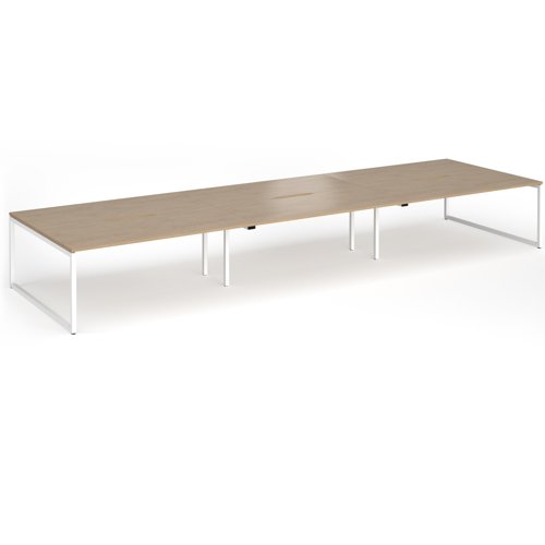 Connex Plus O Frame 5400 x 1600 x 725mm Back to Back Desk (6 x 1800mm) - White Frame / Kendal Oak Top