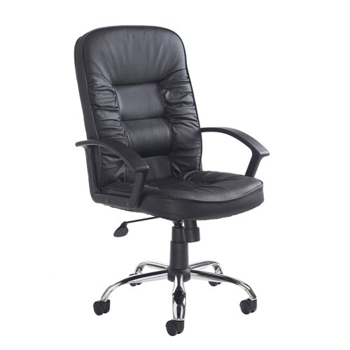 HER300T1 Hertford high back managers chair - black leather faced