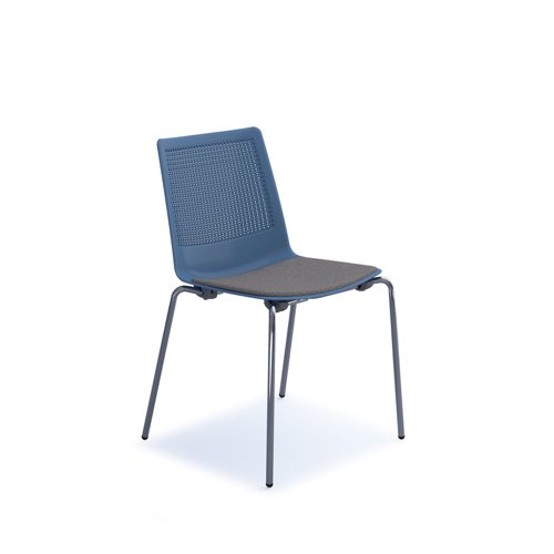Harmony multi-purpose chair with seat pad and chrome 4 leg frame - blue
