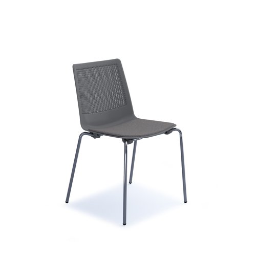 Harmony multi-purpose chair with seat pad and chrome 4 leg frame - grey
