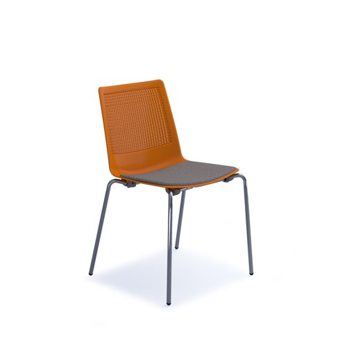 Harmony multi-purpose chair with seat pad and chrome 4 leg frame - orange