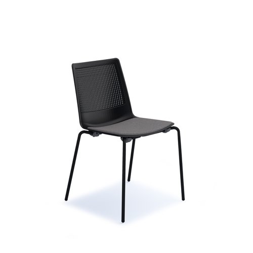 Harmony multi-purpose chair with seat pad and black 4 leg frame - black