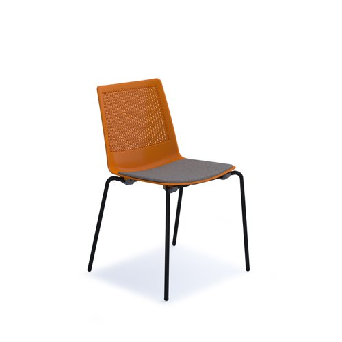 Harmony multi-purpose chair with seat pad and black 4 leg frame - orange
