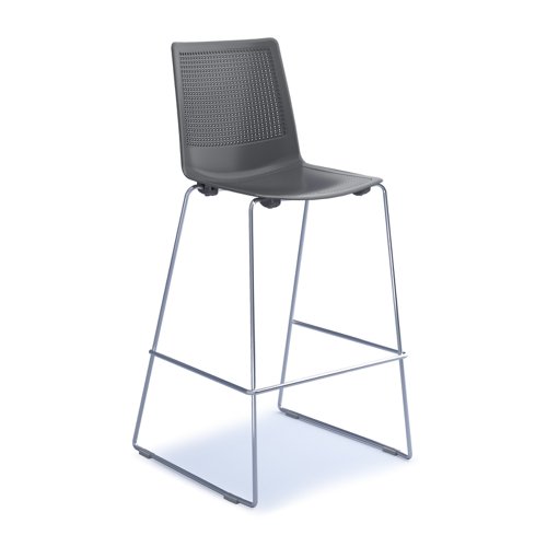Harmony multi-purpose stool with chrome sled frame - grey