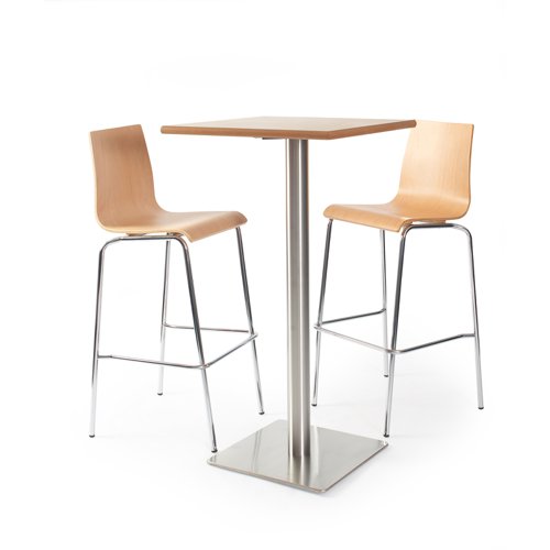 Fundamental dining stool in beech with chrome frame
