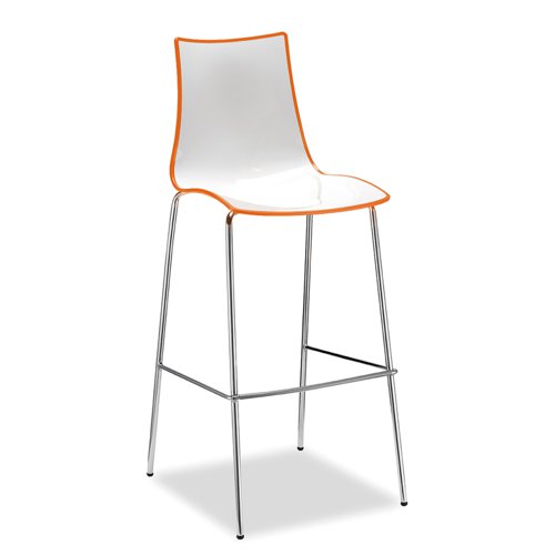 HS8301-OR Gecko shell dining stool with chrome legs - orange