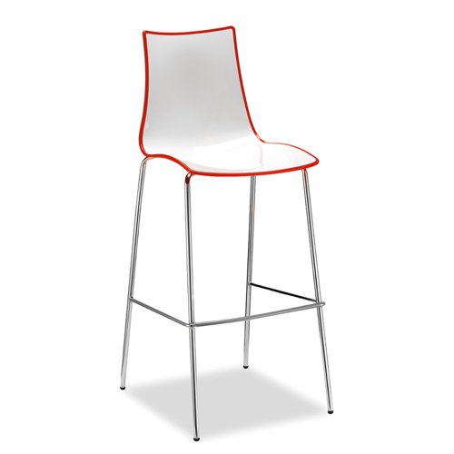 Gecko shell dining stool with chrome legs - red
