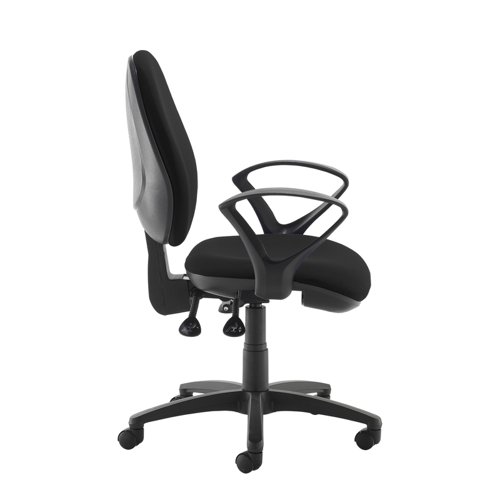 Jota XL fabric back operator chair with fixed arms - black