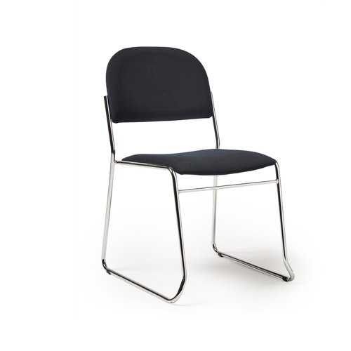 Jive stacking chair with chrome frame in black fabric  JIV300C-K