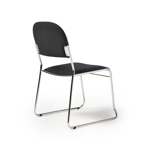 Jive stacking chair with chrome frame in black fabric  JIV300C-K