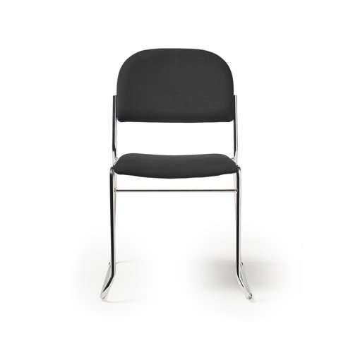 Jive stacking chair with chrome frame in black fabric  JIV300C-K