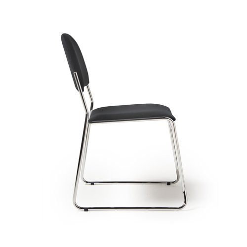 Jive stacking chair with chrome frame in black fabric  JIV300C-K