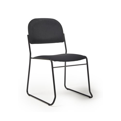 Jive stacking chair with black frame in black fabric