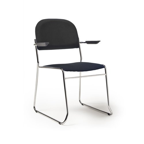 Jive stacking armchair with chrome frame in black fabric