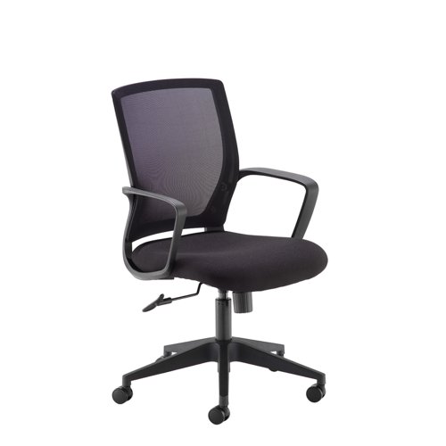 Jonas black mesh back operator chair with black fabric seat and black base Office Chairs JNS300T1-K