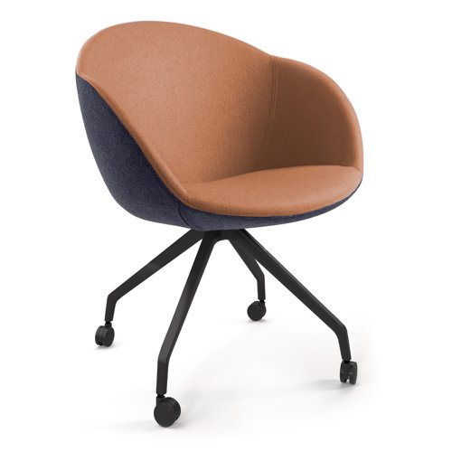 Joss single seater lounge chair with black pyramid base with castors - made to order