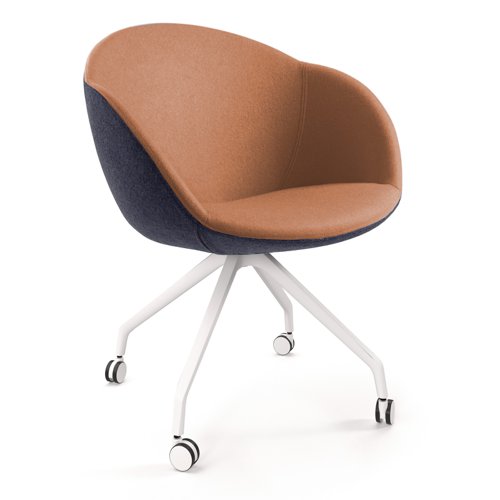 Joss single seater lounge chair with white pyramid base with castors - made to order