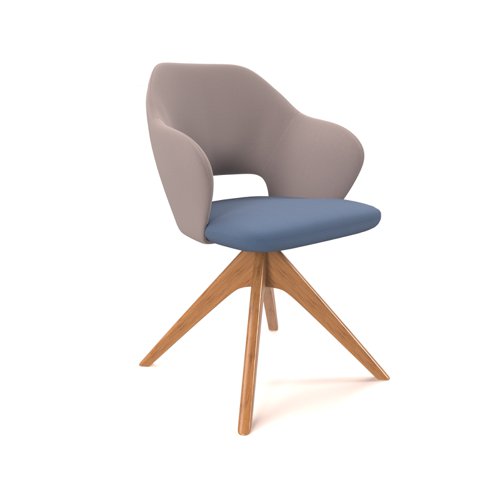 Jude single seater lounge chair with pyramid oak legs - forecast grey back with range blue seat