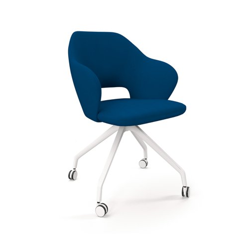 Jude single seater lounge chair with white pyramid base with castors - made to order