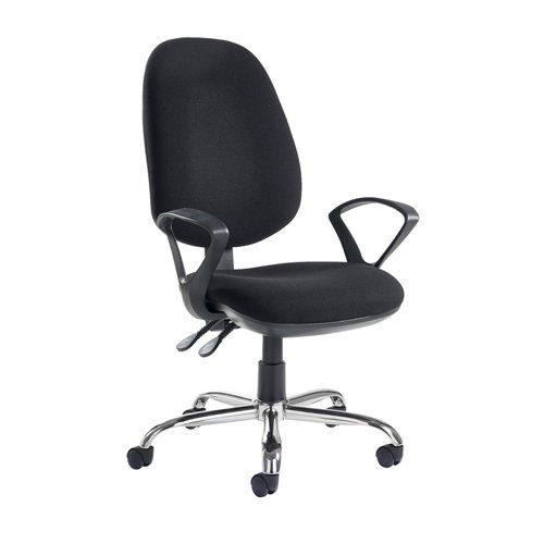 Jota XXL fabric back operator chair with fixed arms and chrome base - made to order