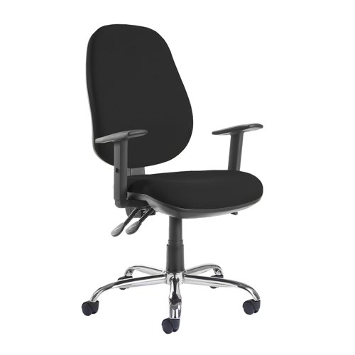 Jota XXL fabric back operator chair with adjustable arms and chrome base - made to order