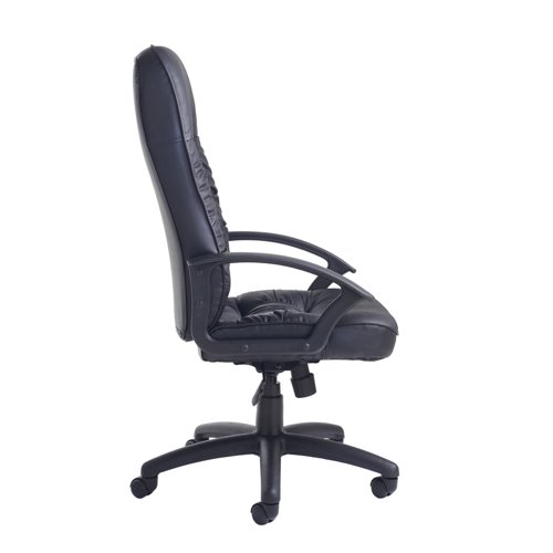 King high back managers chair - black leather faced