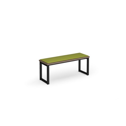 Otto benching solution low bench 1050mm wide with made to order upholstered seat pad - black frame, barcelona walnut top