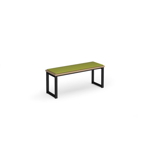 Otto benching solution low bench 1050mm wide with made to order upholstered seat pad - black frame, kendal oak top