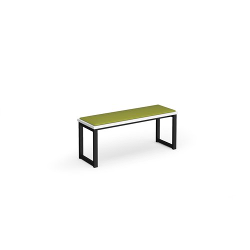Otto benching solution low bench 1050mm wide with made to order upholstered seat pad - black frame, white top