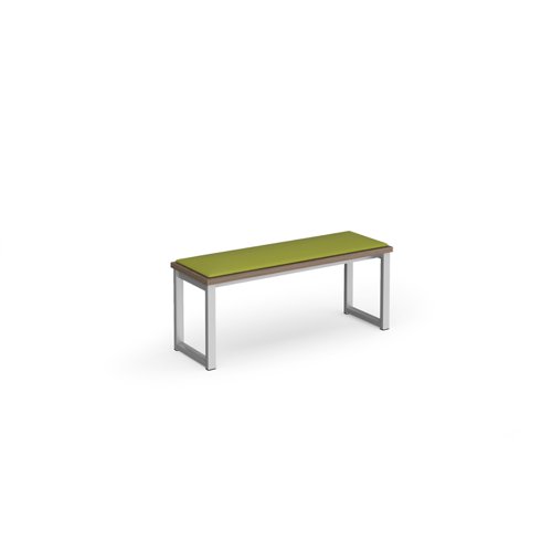 Otto benching solution low bench 1050mm wide with made to order upholstered seat pad - silver frame, barcelona walnut top