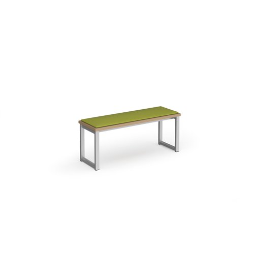 Otto benching solution low bench 1050mm wide with made to order upholstered seat pad - silver frame, kendal oak top