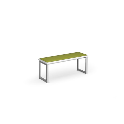 Otto benching solution low bench 1050mm wide with made to order upholstered seat pad - silver frame, white top