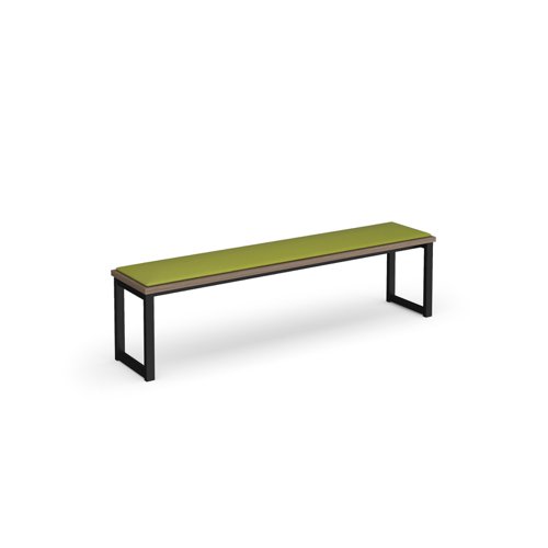 Otto benching solution low bench 1650mm wide with made to order upholstered seat pad - black frame, barcelona walnut top